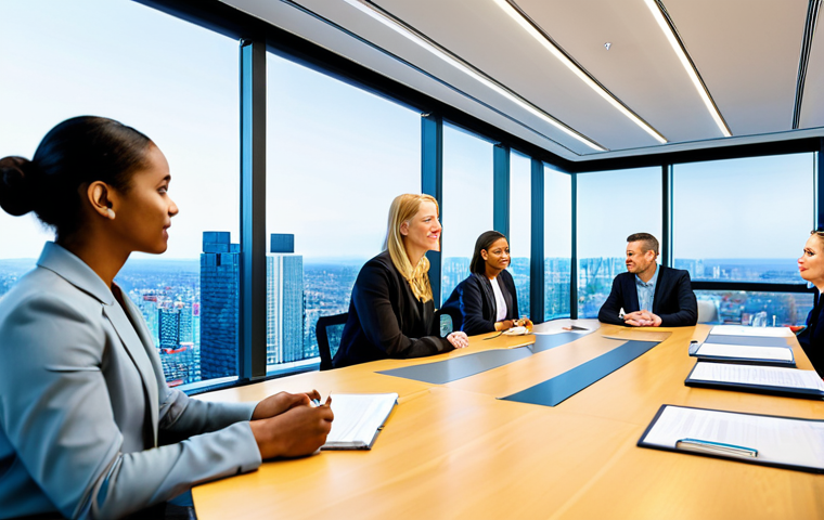 A diverse group of professional adults, including a male and female leader, engaged in an open and transparent team meeting. They are seated around a sleek, modern conference table in a brightly lit office with large windows overlooking a city skyline. The leader is actively listening to a team member who is speaking, demonstrating empathy and trust. All individuals are fully clothed in modest, professional business attire. The atmosphere is collaborative and respectful, emphasizing open communication and psychological safety. Perfect anatomy, correct proportions, natural poses, well-formed hands, proper finger count. Professional photography, high quality, safe for work, appropriate content, fully clothed, family-friendly.