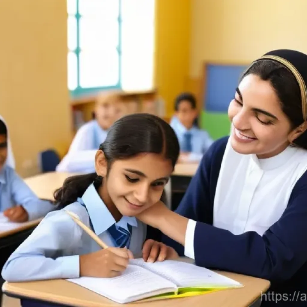 심리적 안전감 조성을 위한 효과적인 교육 프로그램 - **Prompt: Nurturing Teacher-Student Connection in an Arab Classroom**
    A warm, brightly lit, mode...