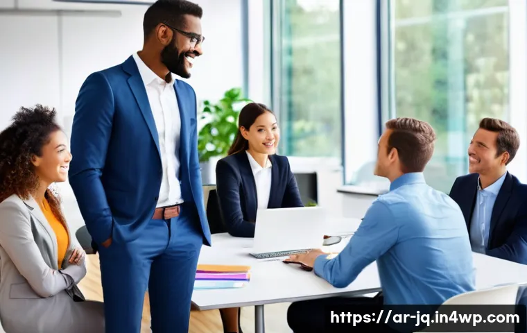 심리적 안전감을 높이는 직원 리텐션 전략 - **Prompt:** A diverse group of office professionals, including men and women of various ages and eth...