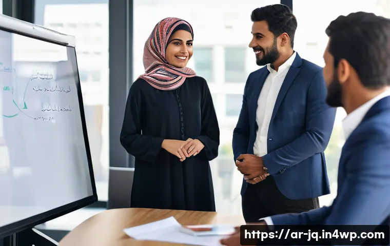심리적 안전감을 위한 리더십 행동 변화 사례 - **Prompt:** A diverse team of five professionals, dressed in smart casual business attire, collabora...
