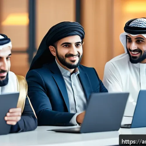 Home 30 심리적 안전감을 조성하는 팀 빌딩 활동 - A diverse Arab office team engaging in an open and transparent communication meeting, sitting around...