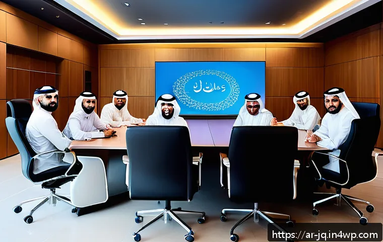 직원 복지를 통한 심리적 안전감 증진 방법 - A modern Arab office environment with a diverse team of employees engaged in an open and transparent...